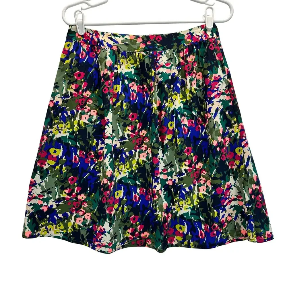 J. Crew Floral Printed A-Line Skirt Size 4 Whimsical Indie Sleaze
